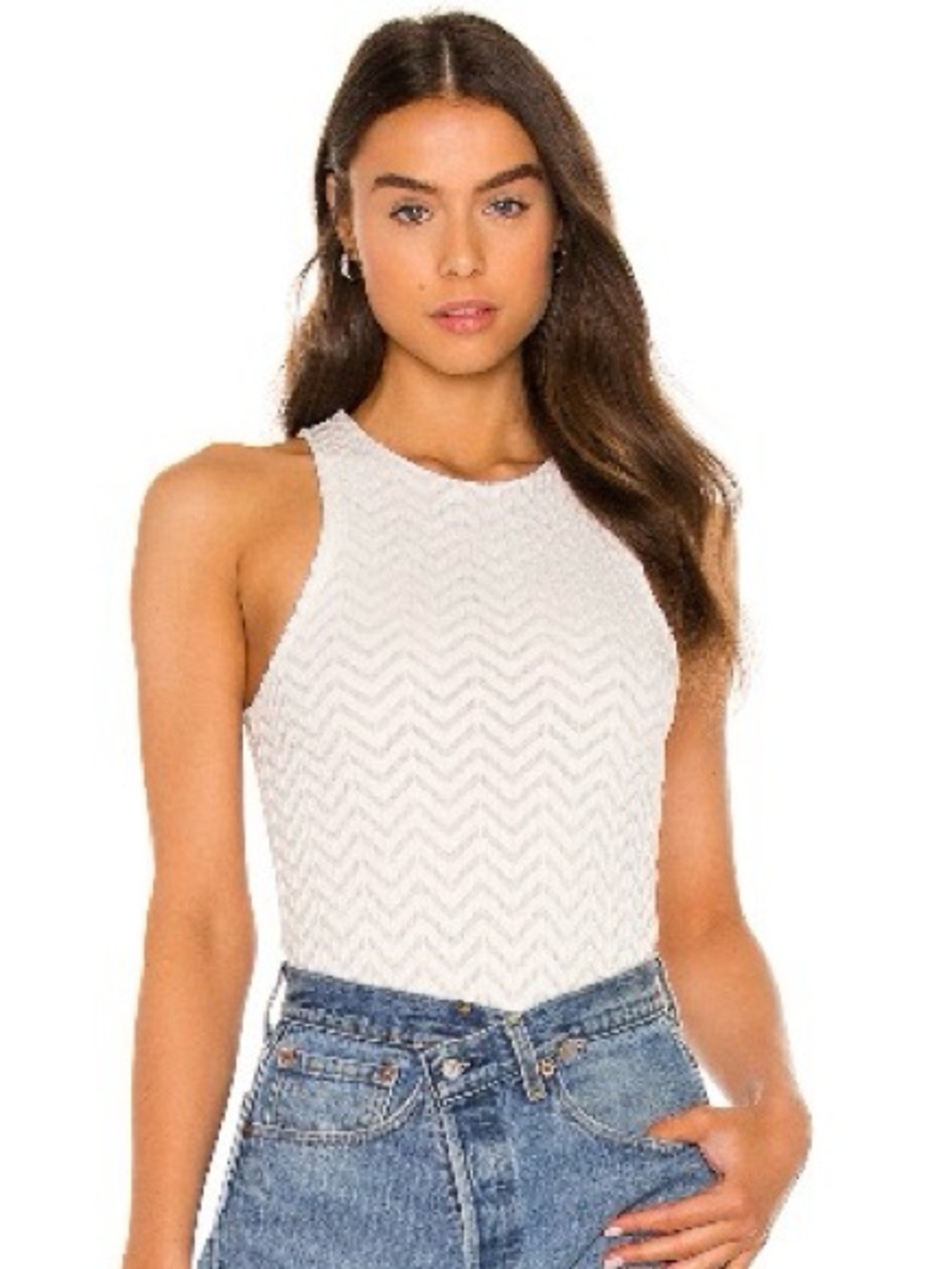 ALLSAINTS RAE LACE BODYSUIT IN CHALK WHITE